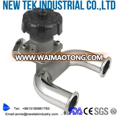 Stainless Steel Sanitary U Type Three Way Diaphragm Valve